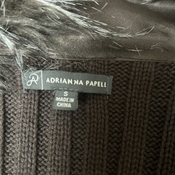 Adrianna Papell Black Faux Fur Sweater Vest Modern Luxe Versatile Glam Size S - Picture 5 of 7